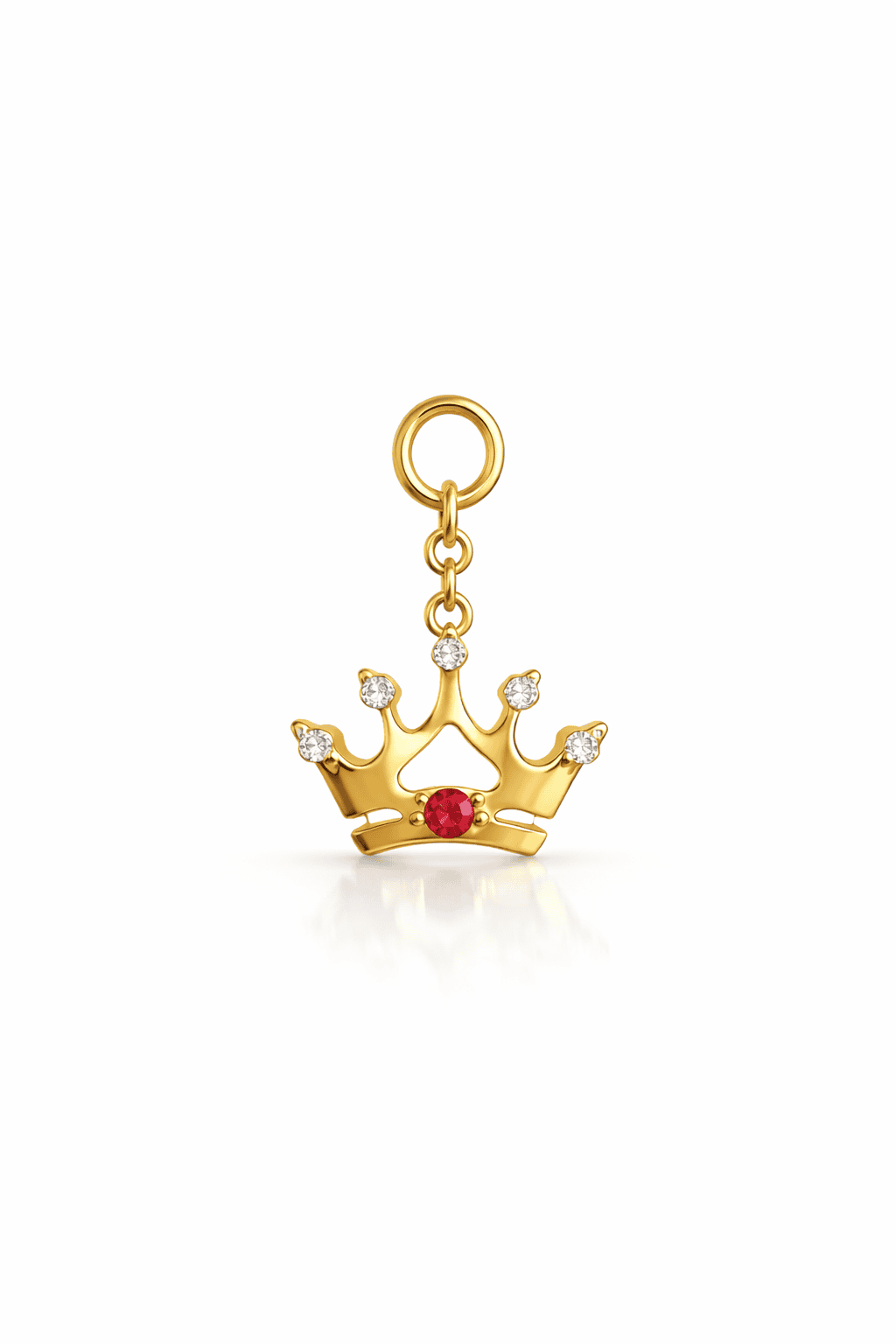 Gold crown pendant with chain in implant-grade titanium, PVD gold finish
